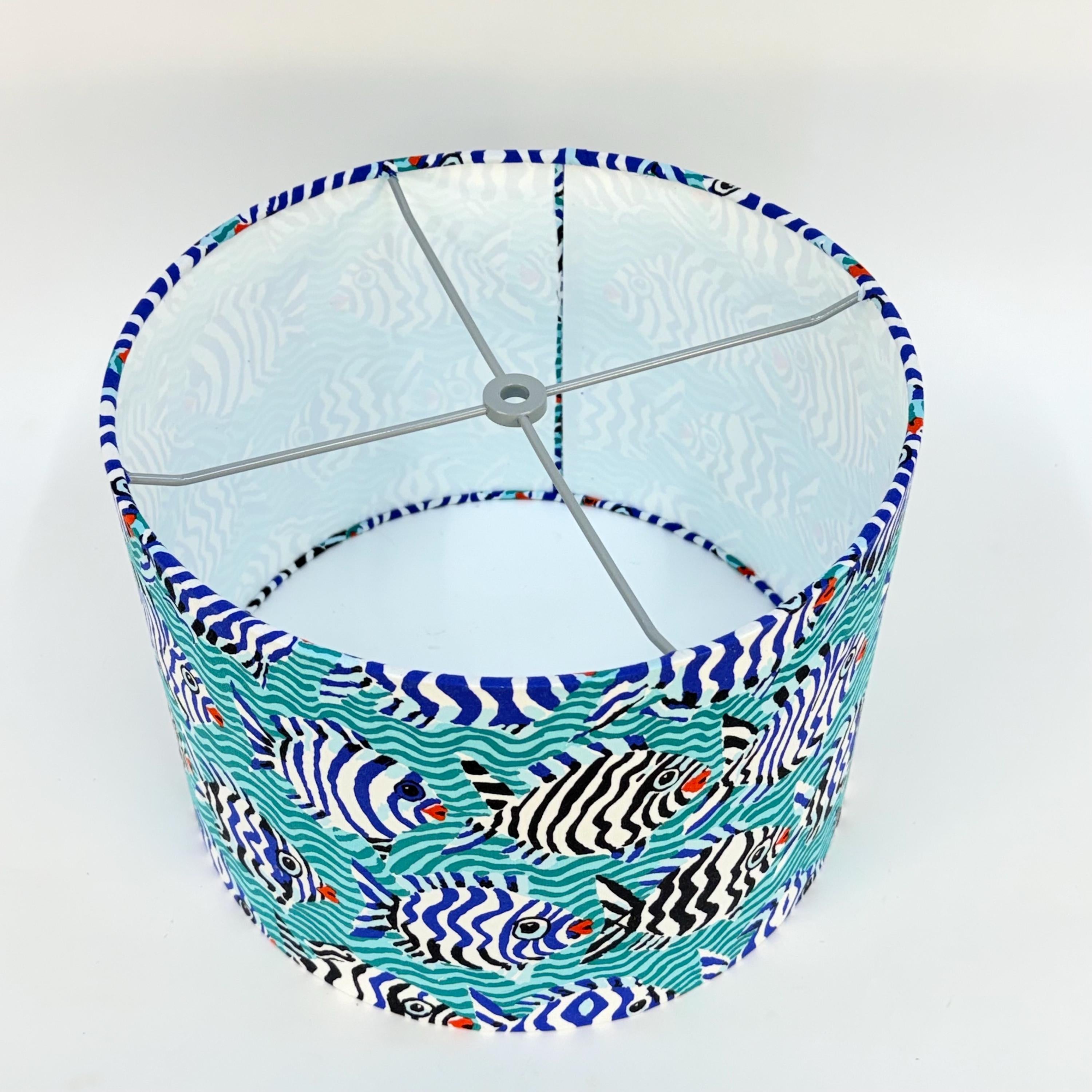 Kaffe Fassett Minnows Drum Shade - Available in 6" 8" 10" and 12" Sizes