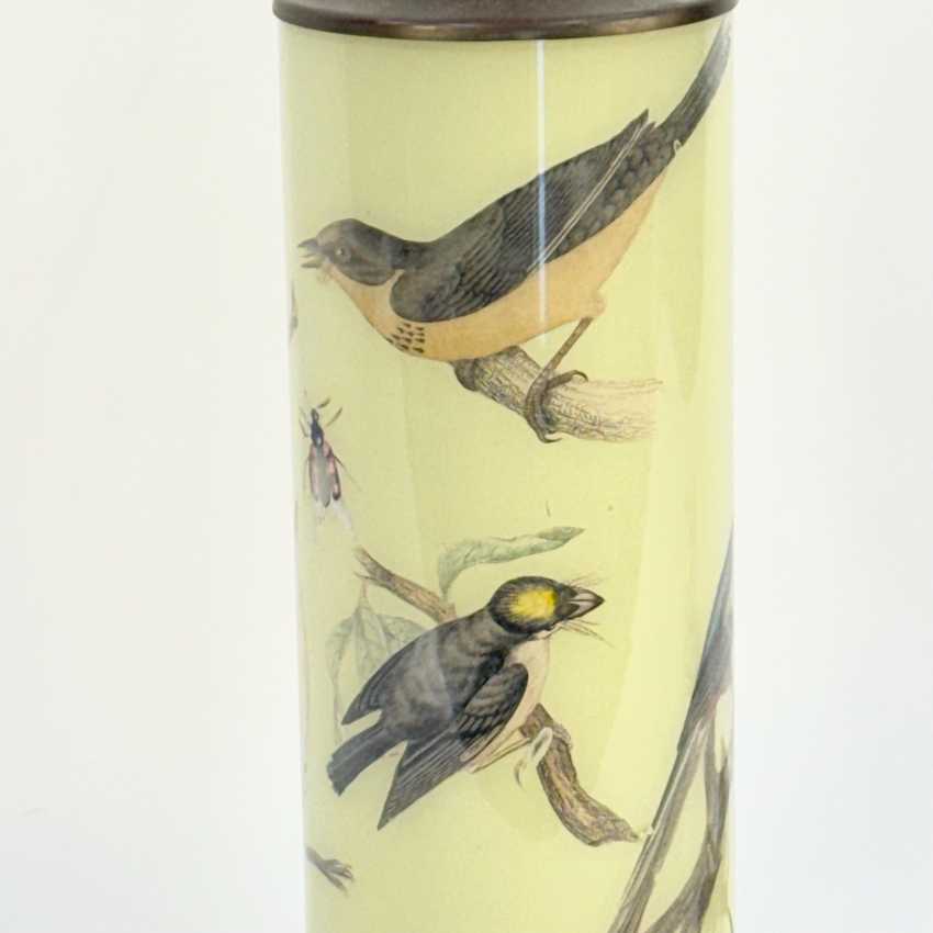 Reverse Handmade Decoupage Bird Lamp, Artisan Small Decoupage Lamp, Vintage Nature Bird Light