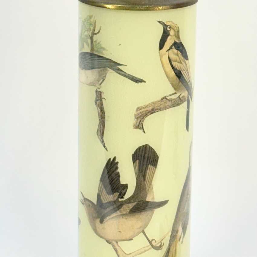 Reverse Handmade Decoupage Bird Lamp, Artisan Small Decoupage Lamp, Vintage Nature Bird Light