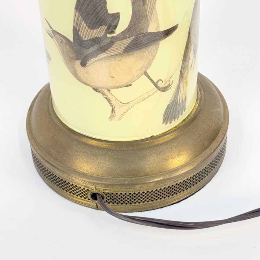 Reverse Handmade Decoupage Bird Lamp, Artisan Small Decoupage Lamp, Vintage Nature Bird Light