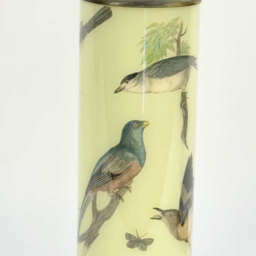 Reverse Handmade Decoupage Bird Lamp, Artisan Small Decoupage Lamp, Vintage Nature Bird Light