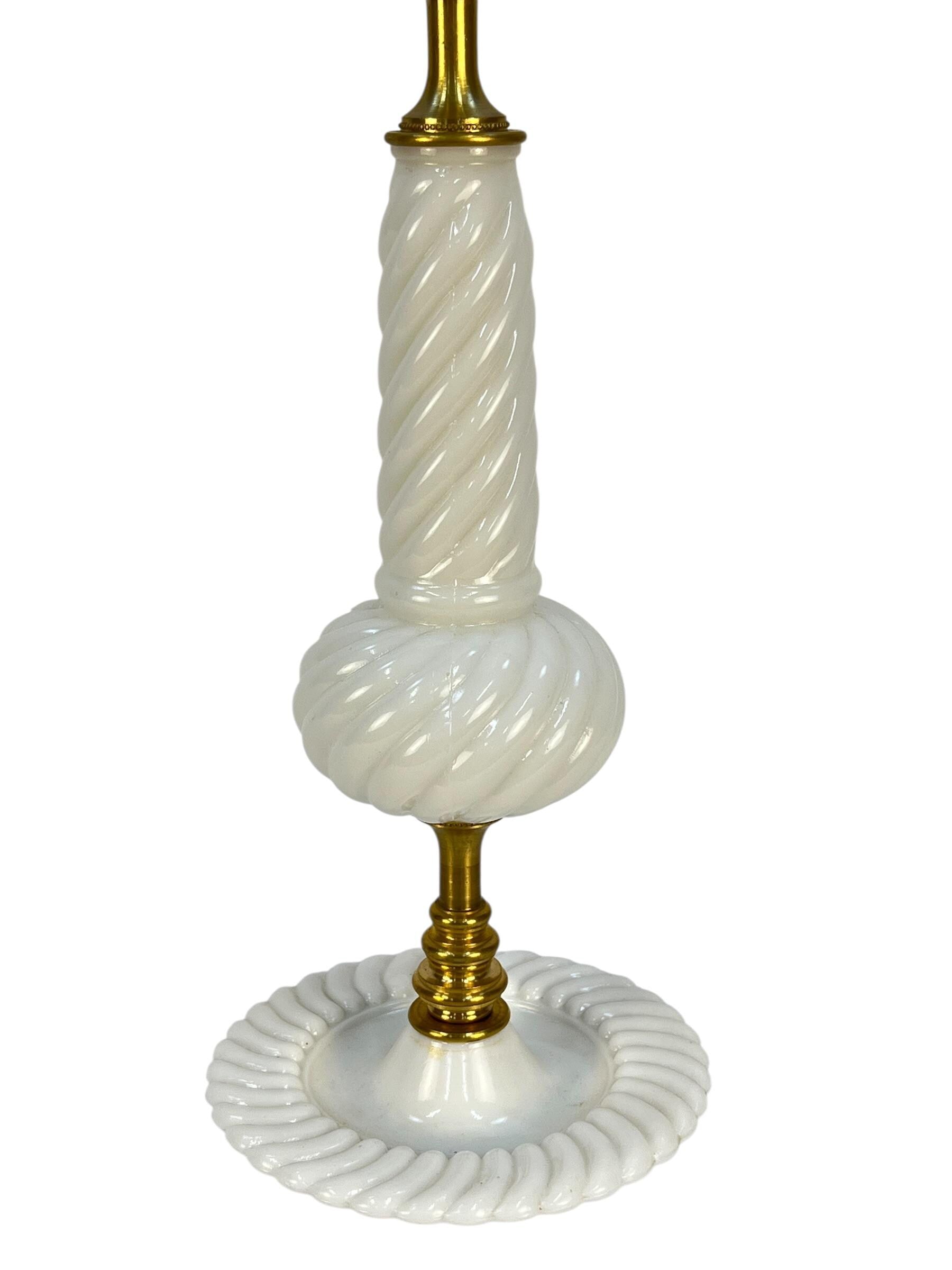 Xanthe - Custom Built Milk Glass Brass Lamp, Home Decor Lamp, Handmade Vintage Brass Lamp