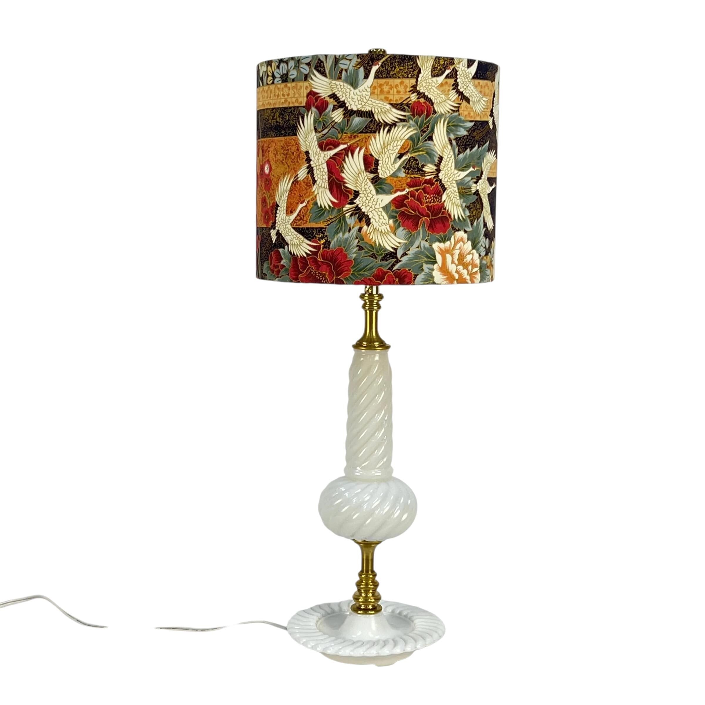 Xanthe - Custom Built Milk Glass Brass Lamp, Home Decor Lamp, Handmade Vintage Brass Lamp
