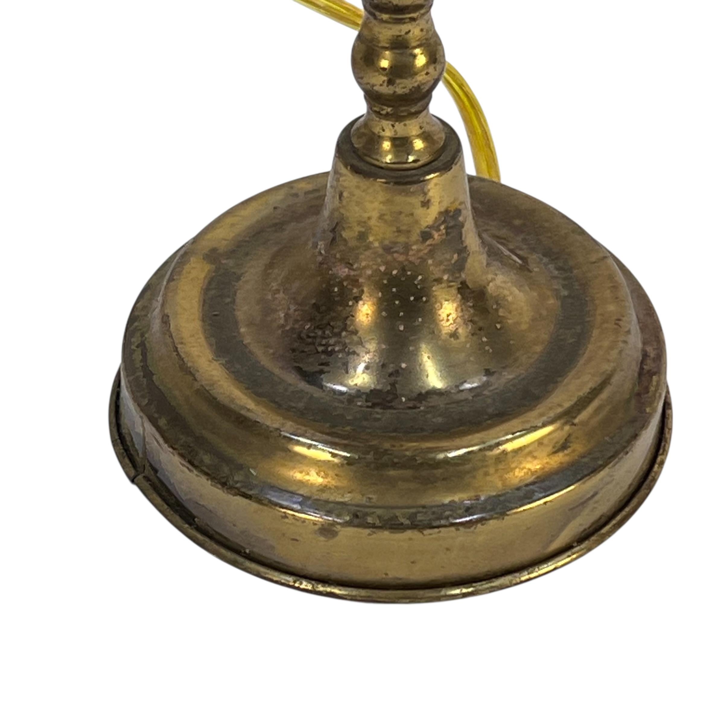 Small Red Glass and Brass Vintage Lamp