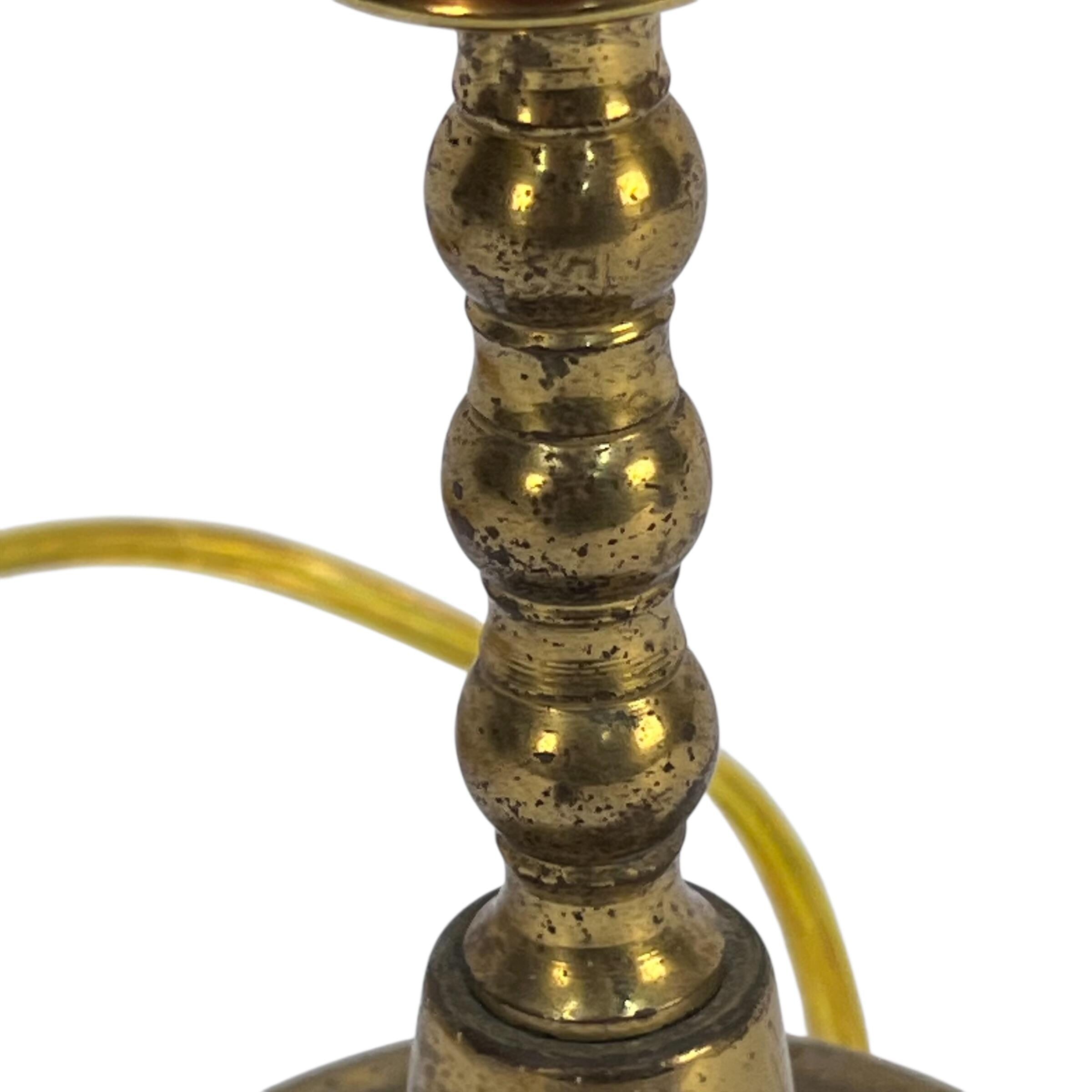 Small Red Glass and Brass Vintage Lamp