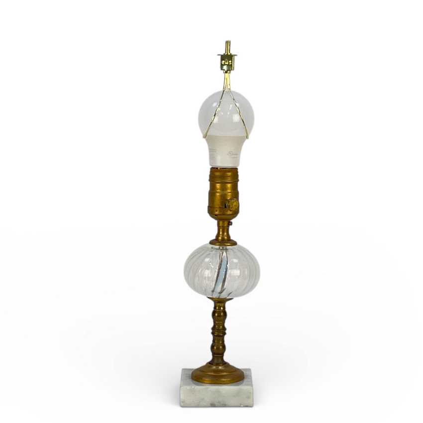 Vintage Fenton Glass White Swirl Lamp