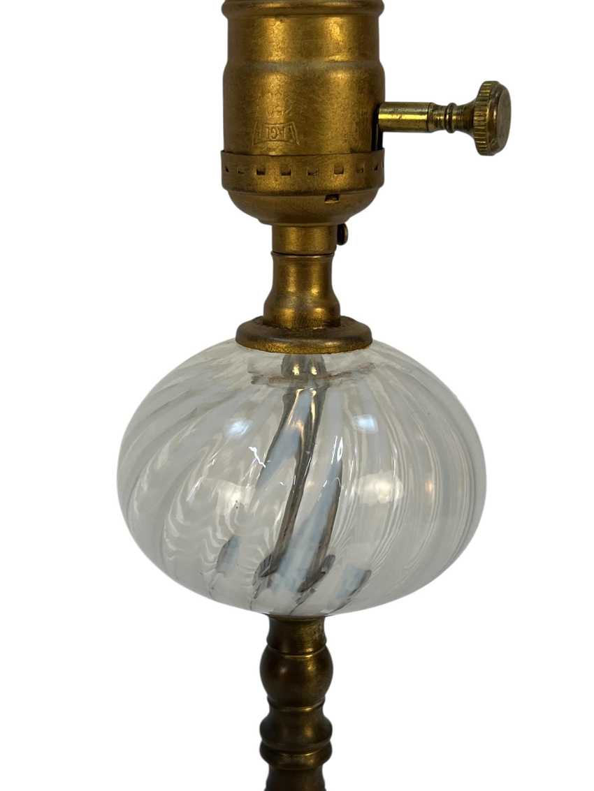 Vintage Fenton Glass White Swirl Lamp