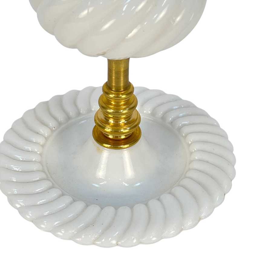 Xanthe - Custom Built Milk Glass Brass Lamp, Home Decor Lamp, Handmade Vintage Brass Lamp