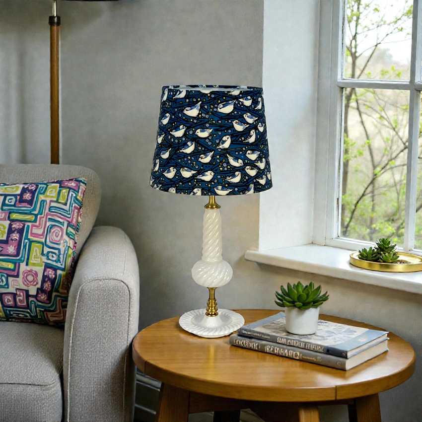 Xanthe - Custom Built Milk Glass Brass Lamp, Home Decor Lamp, Handmade Vintage Brass Lamp