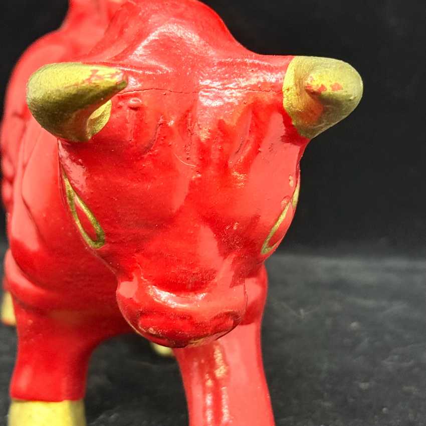 Mcm Red Bull Ceramic, Vintage Sculptural Mcm Red Bull, Figurine Red Ceramic