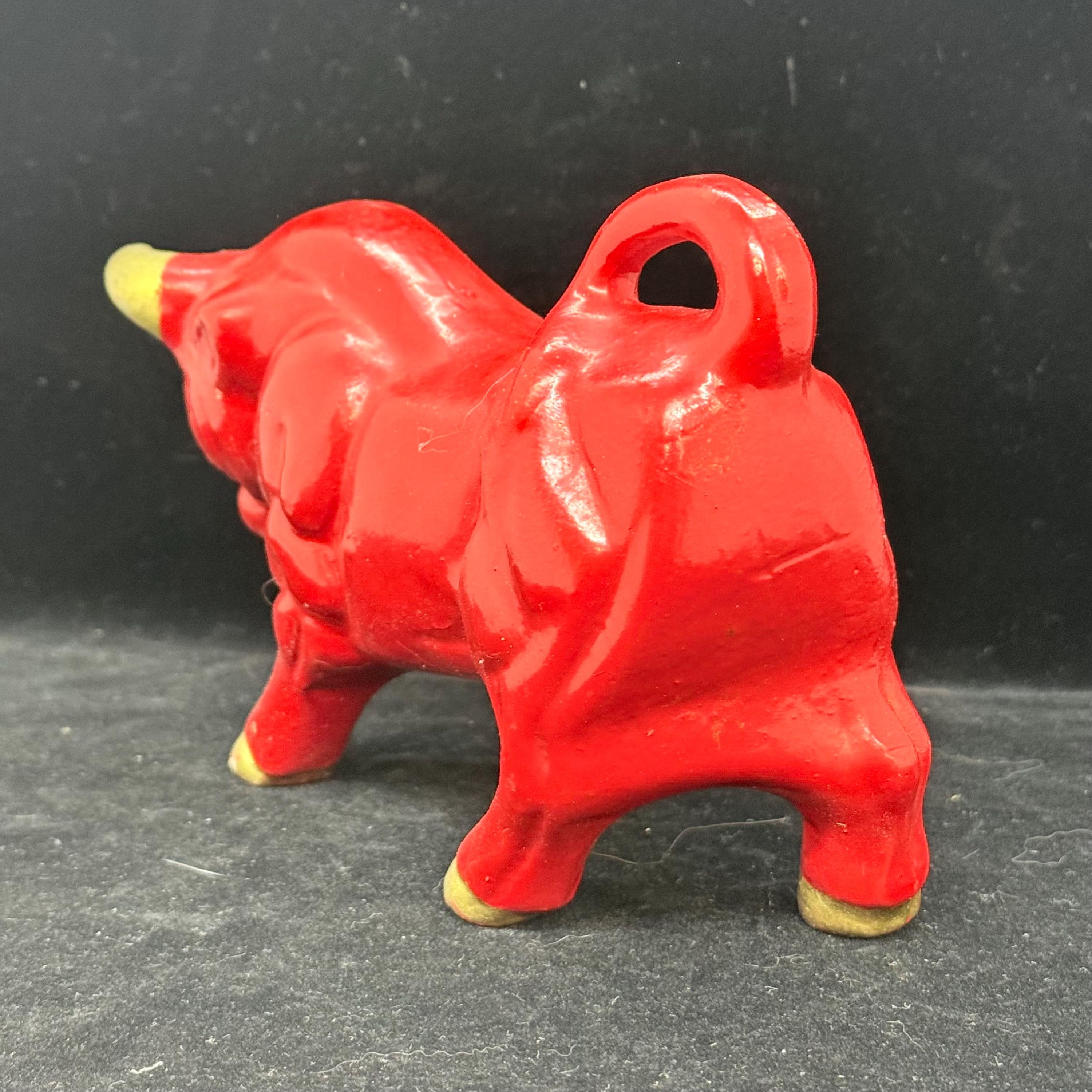 Mcm Red Bull Ceramic, Vintage Sculptural Mcm Red Bull, Figurine Red Ceramic