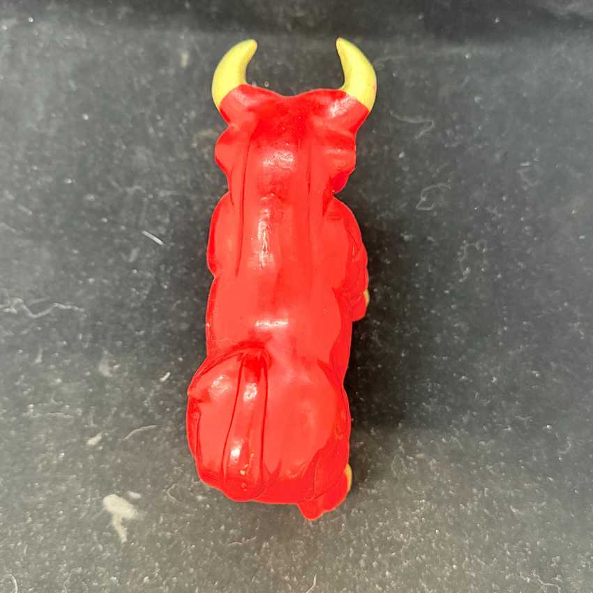 Mcm Red Bull Ceramic, Vintage Sculptural Mcm Red Bull, Figurine Red Ceramic