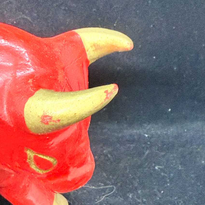 Mcm Red Bull Ceramic, Vintage Sculptural Mcm Red Bull, Figurine Red Ceramic