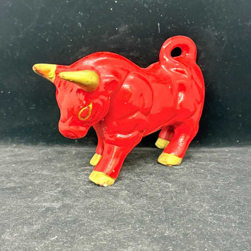 Mcm Red Bull Ceramic, Vintage Sculptural Mcm Red Bull, Figurine Red Ceramic