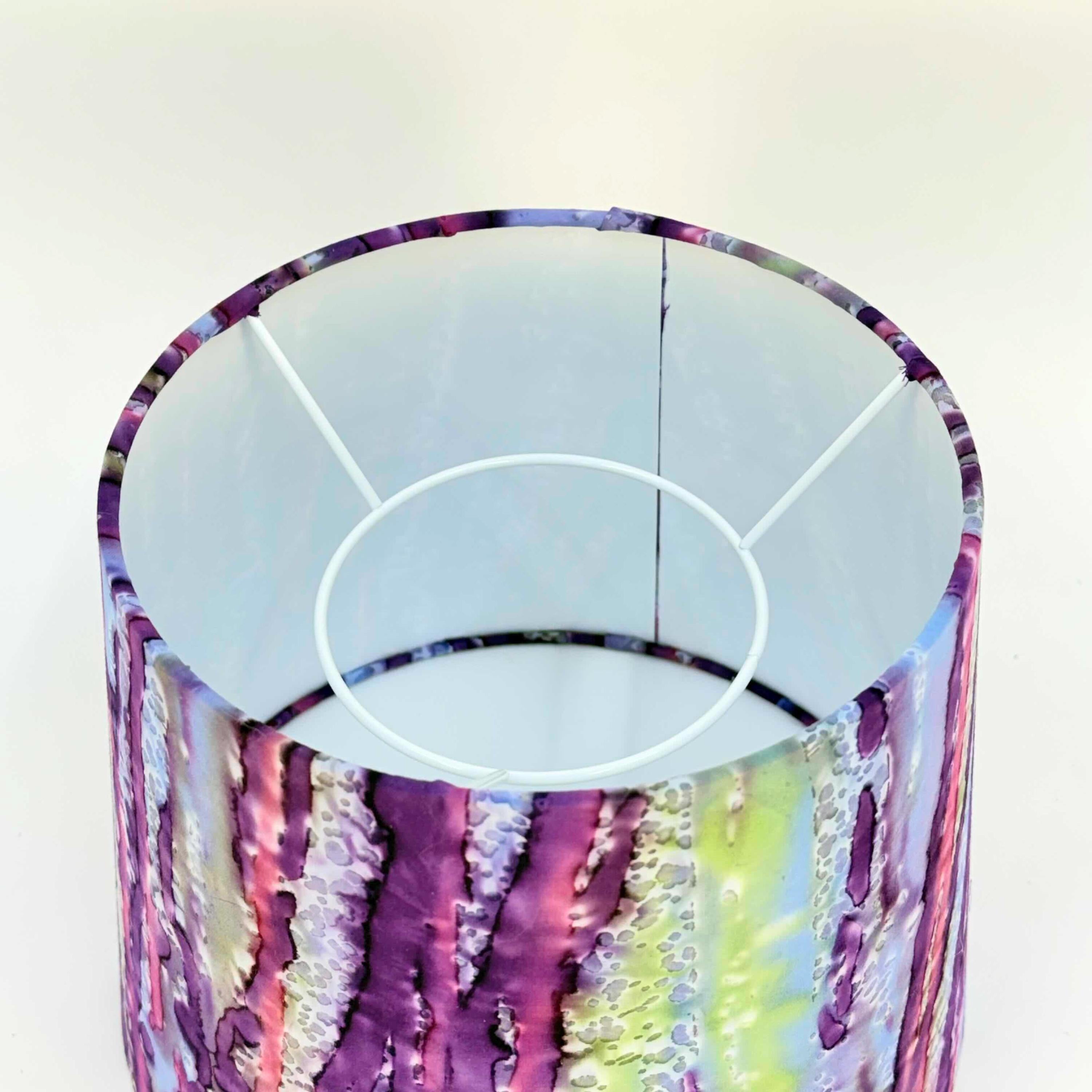 Small 10 Inch Empire Lampshade with Purple Watercolor Batik Fabric