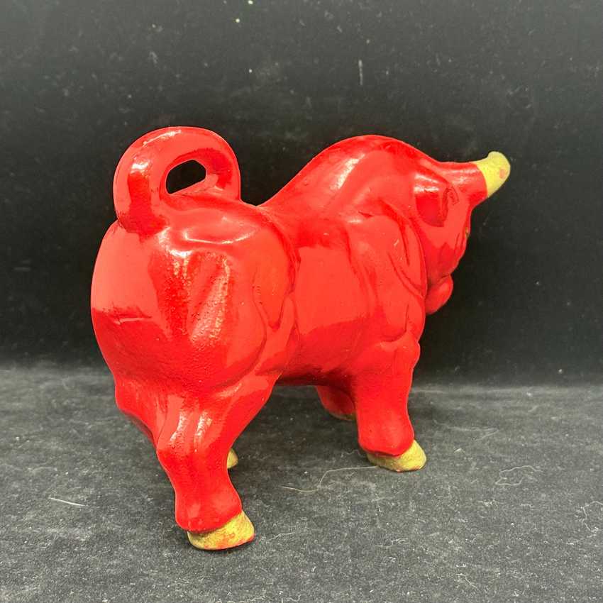 Mcm Red Bull Ceramic, Vintage Sculptural Mcm Red Bull, Figurine Red Ceramic