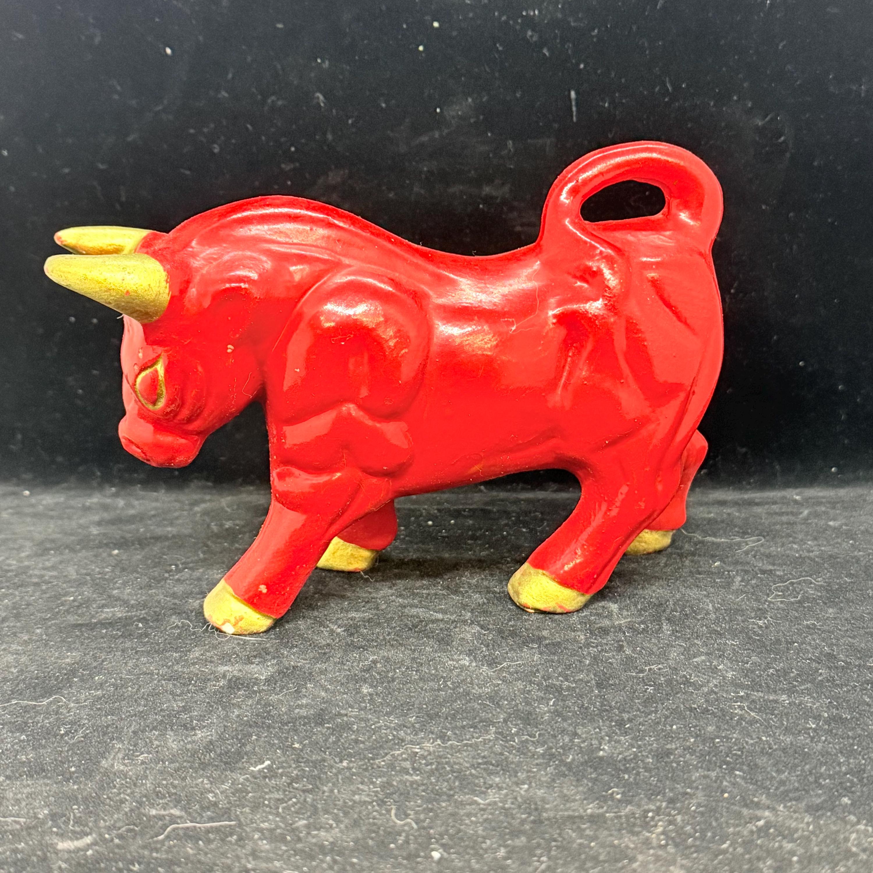 Mcm Red Bull Ceramic, Vintage Sculptural Mcm Red Bull, Figurine Red Ceramic