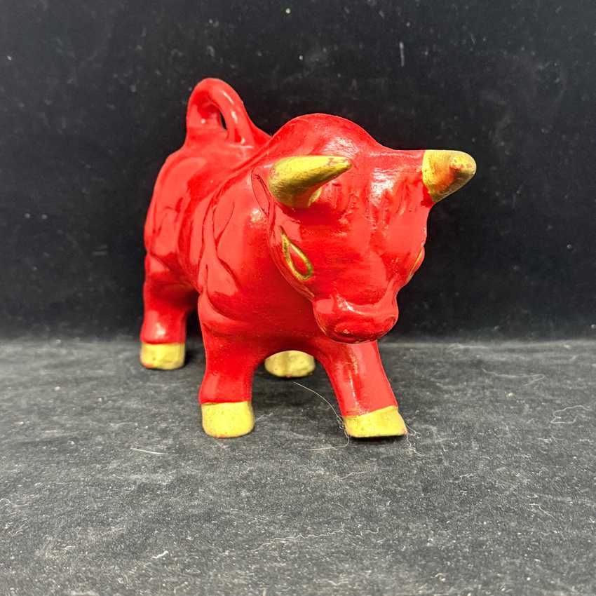 Mcm Red Bull Ceramic, Vintage Sculptural Mcm Red Bull, Figurine Red Ceramic