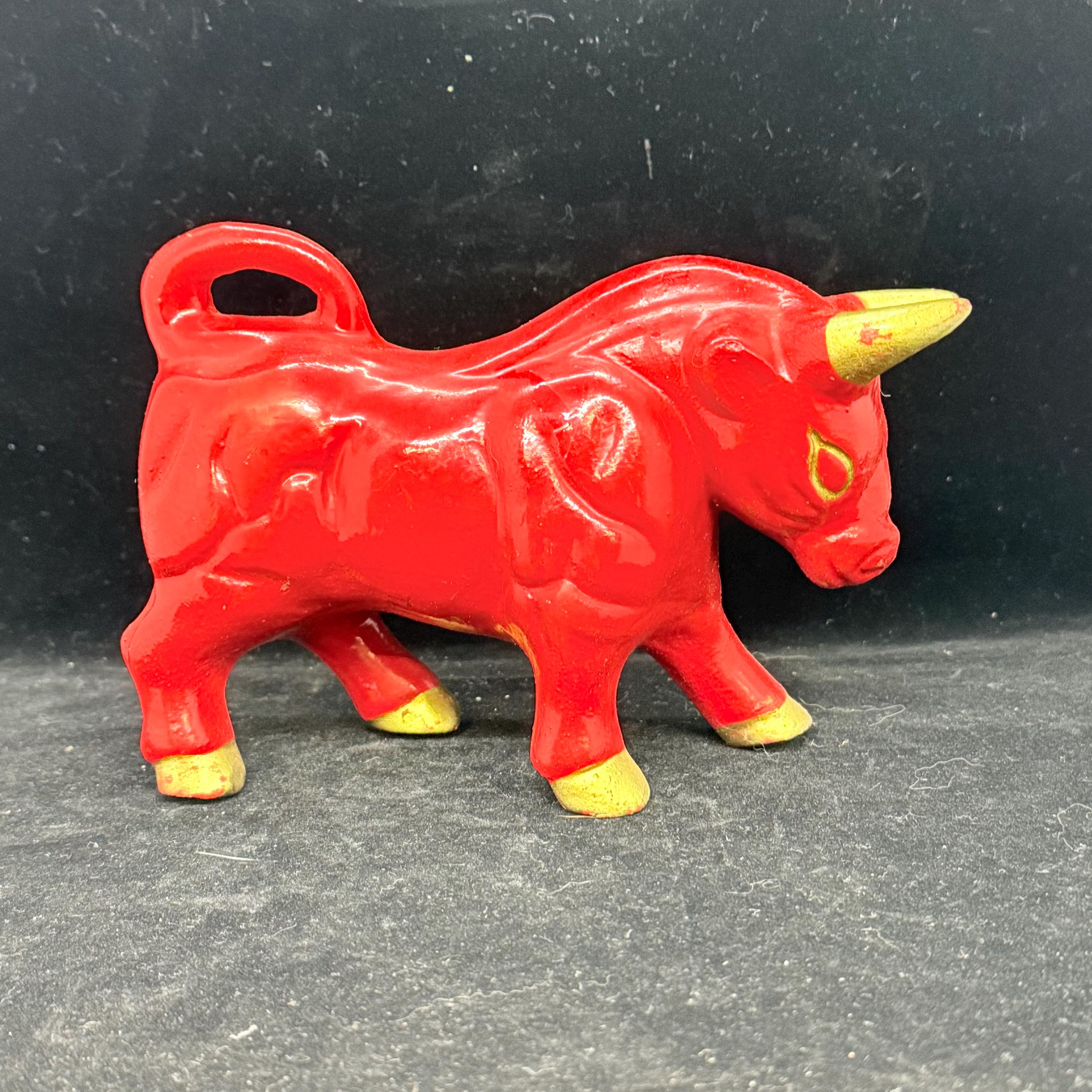 Mcm Red Bull Ceramic, Vintage Sculptural Mcm Red Bull, Figurine Red Ceramic