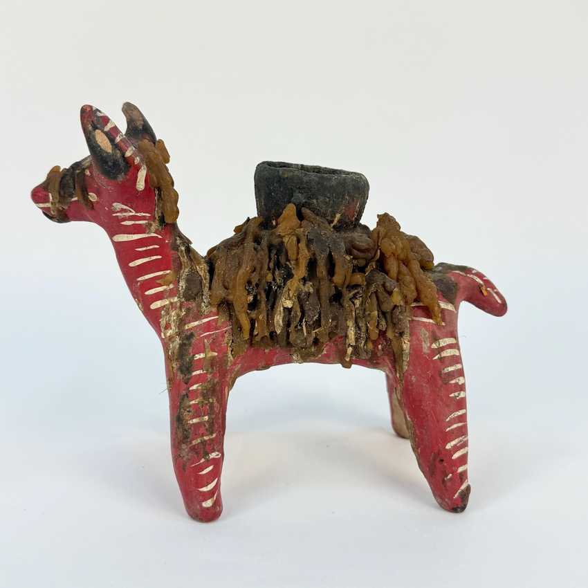 Vintage Alpaca Shaped Nahua Chililico Hidalgo Mexican Folk Art Candle Holder