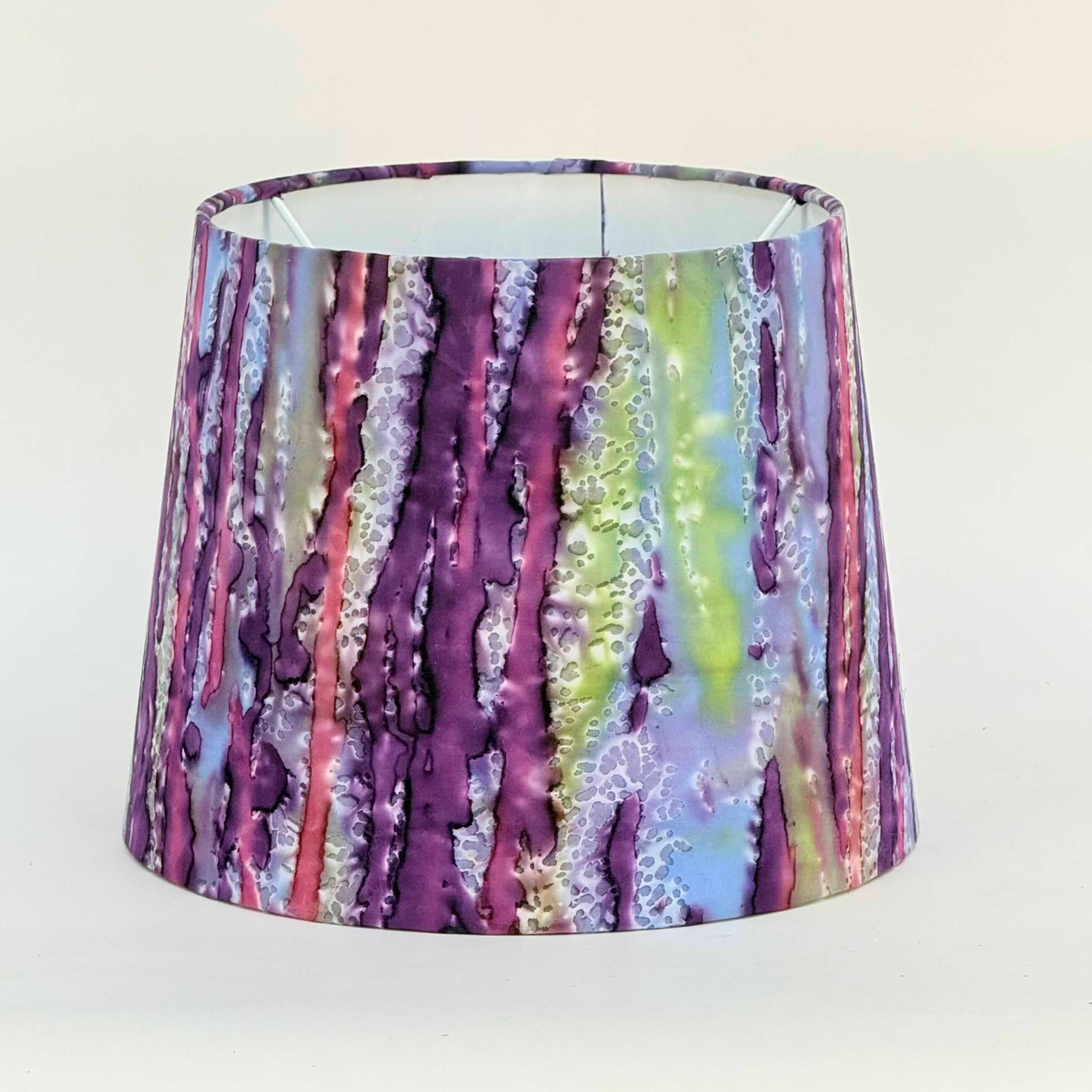 Small 10 Inch Empire Lampshade with Purple Watercolor Batik Fabric