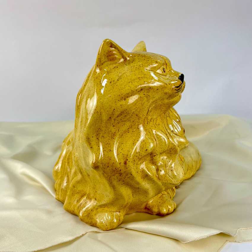 Life Size Vintage Light Brown Ceramic Cat