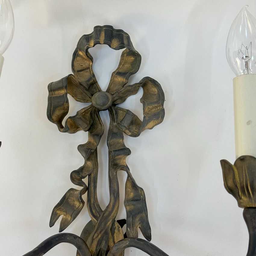 Antique Ribbon Bow Wall Sconce, Decorative Metal Sconce Light, Vintage Chic Wall Lamp