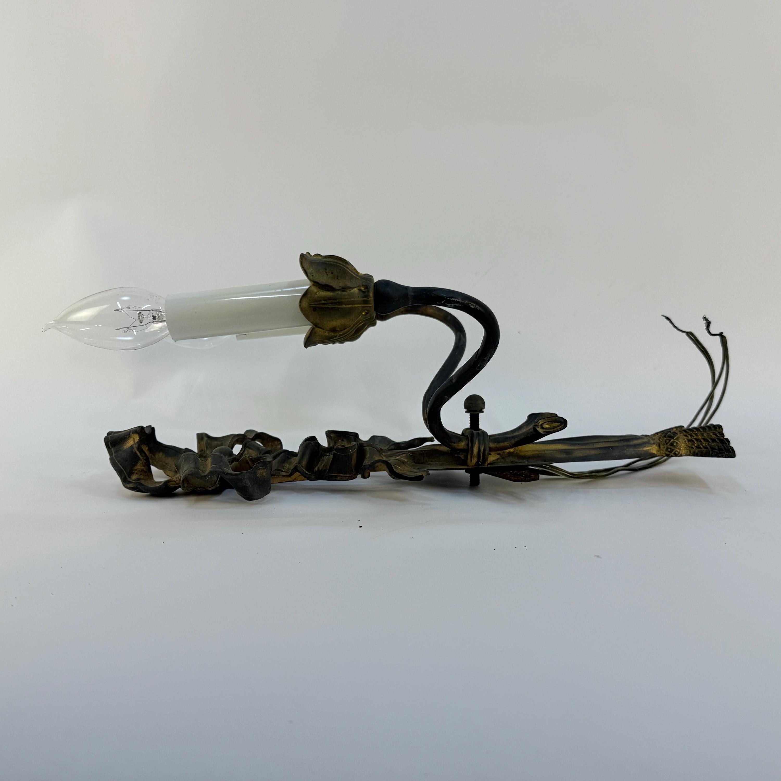 Antique Ribbon Bow Wall Sconce, Decorative Metal Sconce Light, Vintage Chic Wall Lamp