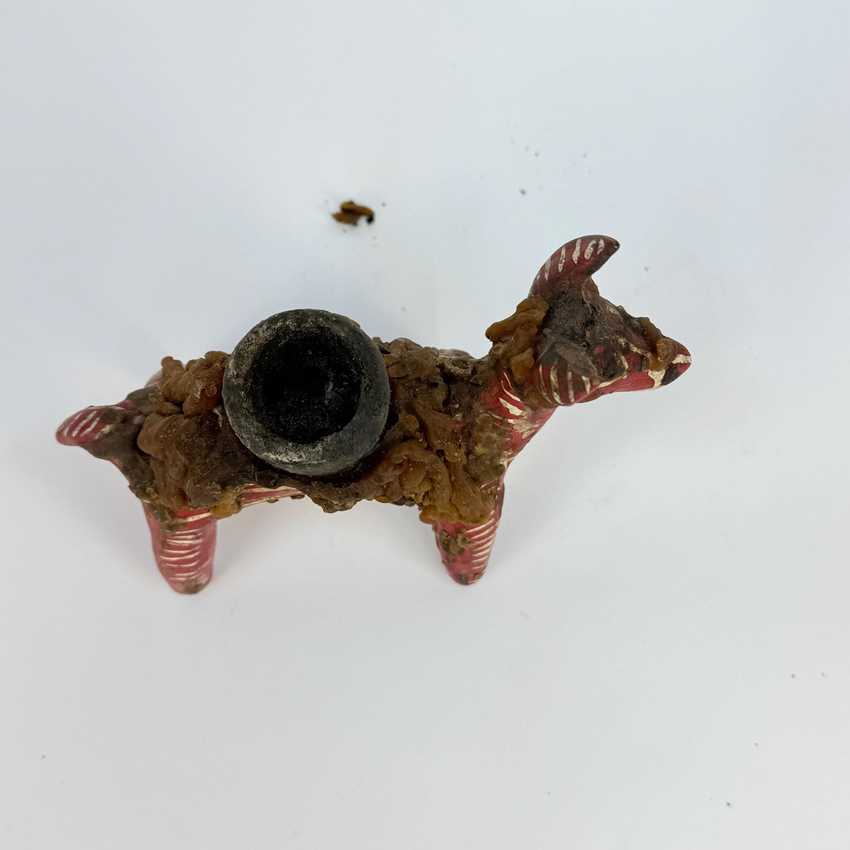 Vintage Alpaca Shaped Nahua Chililico Hidalgo Mexican Folk Art Candle Holder