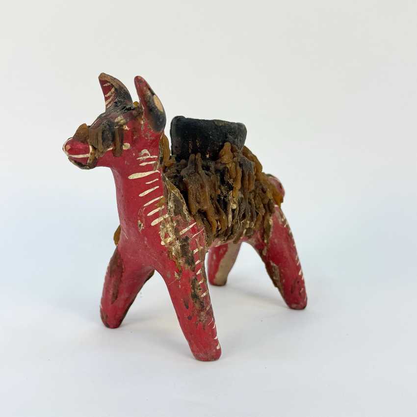 Vintage Alpaca Shaped Nahua Chililico Hidalgo Mexican Folk Art Candle Holder