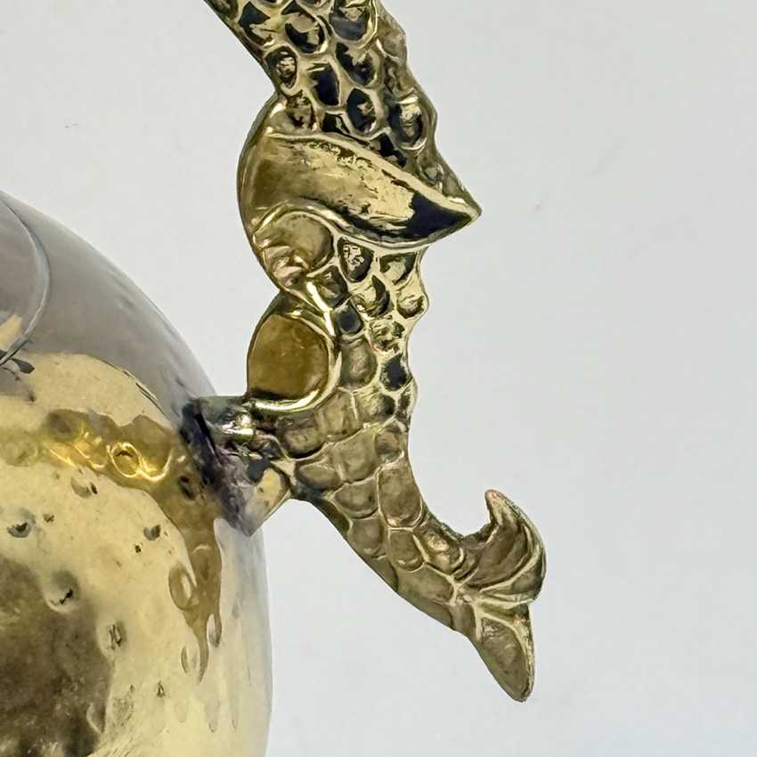 Hammered Brass Vase with Dragon Handles