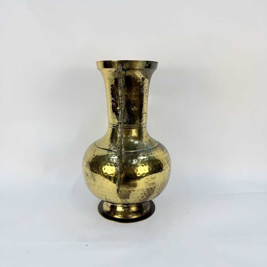 Hammered Brass Vase with Dragon Handles
