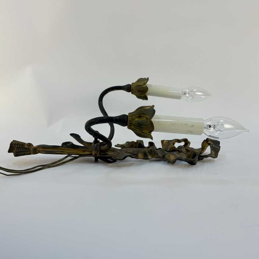 Antique Ribbon Bow Wall Sconce, Decorative Metal Sconce Light, Vintage Chic Wall Lamp