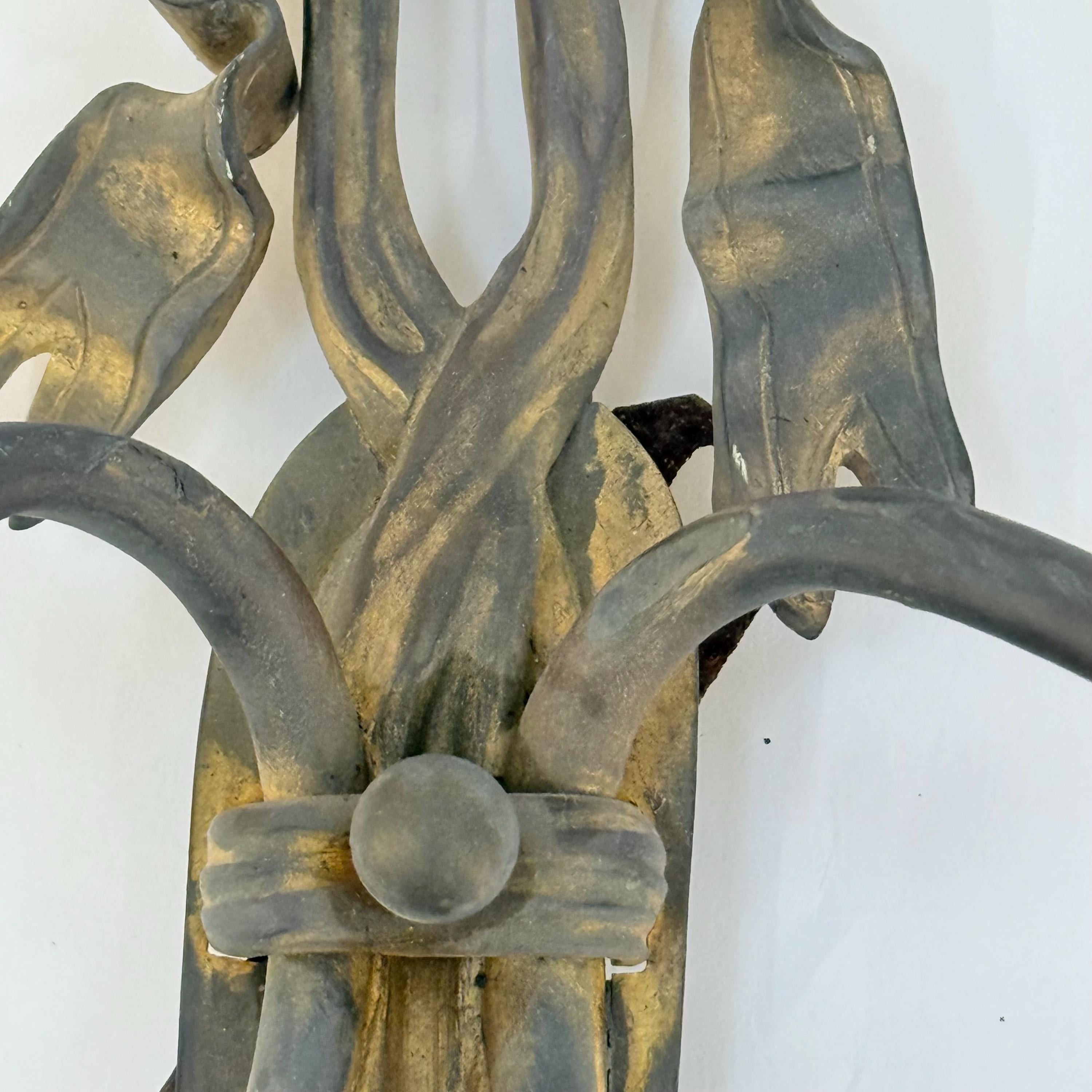 Antique Ribbon Bow Wall Sconce, Decorative Metal Sconce Light, Vintage Chic Wall Lamp