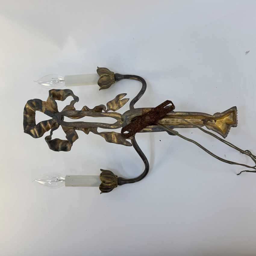 Antique Ribbon Bow Wall Sconce, Decorative Metal Sconce Light, Vintage Chic Wall Lamp