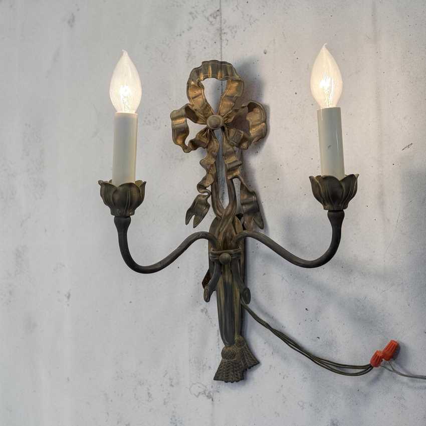 Antique Ribbon Bow Wall Sconce, Decorative Metal Sconce Light, Vintage Chic Wall Lamp