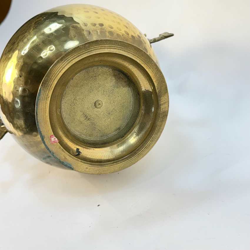 Hammered Brass Vase with Dragon Handles