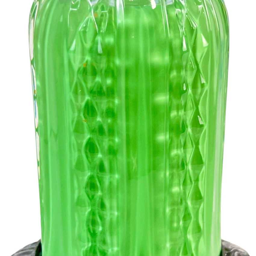 Yvette - Green Glass Quilted Diamonds Lamp, Small Green Table Lamp, Modern Geometric Green Lamp