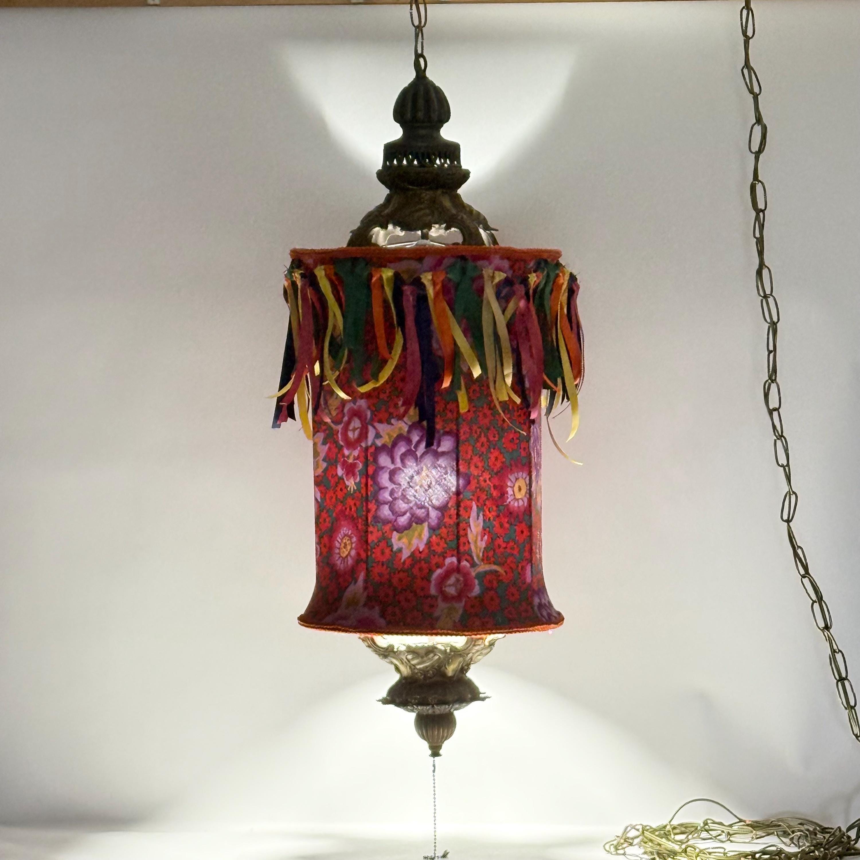 Festive Swag Lamp Covered in Kaffe Fassett Cotton