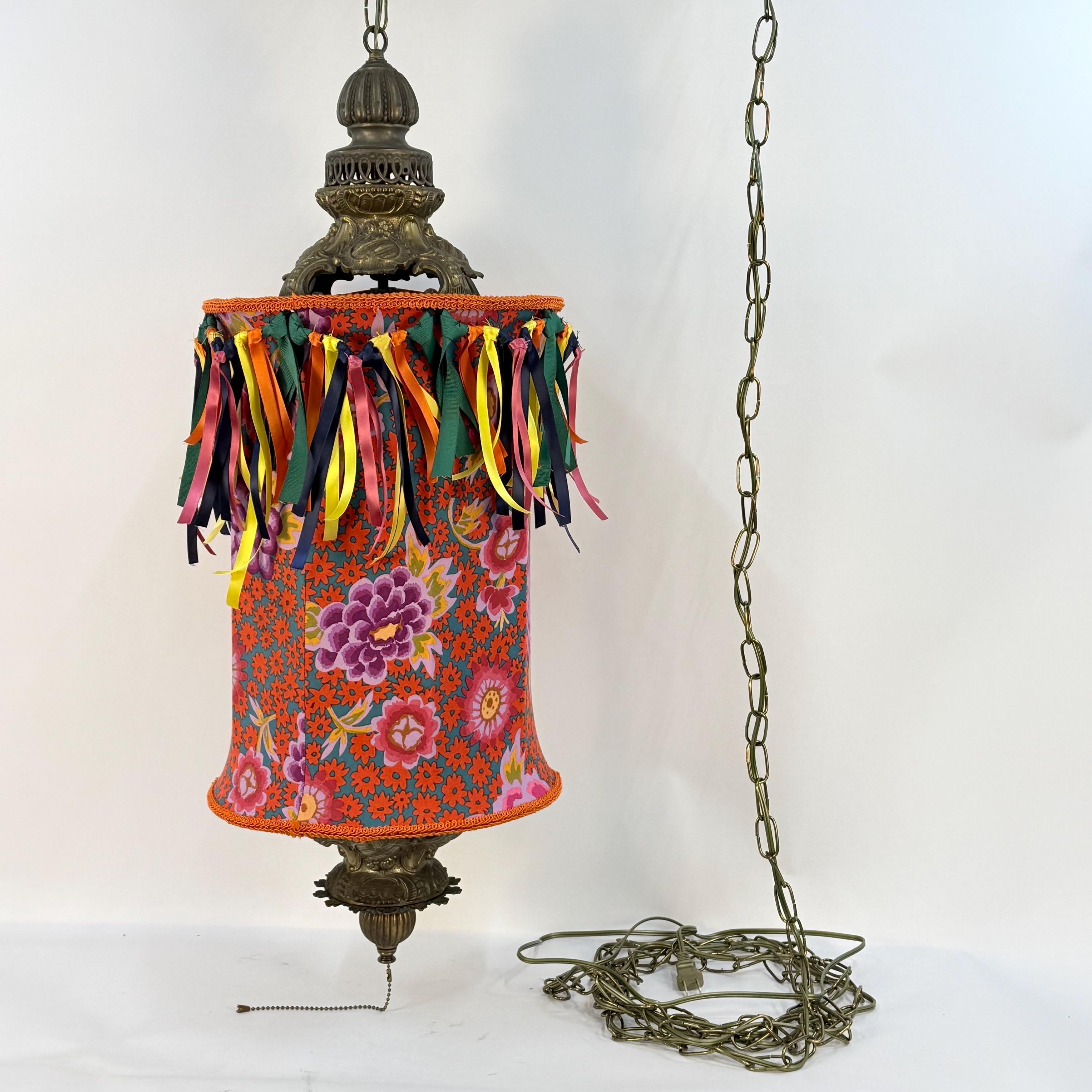 Festive Swag Lamp Covered in Kaffe Fassett Cotton