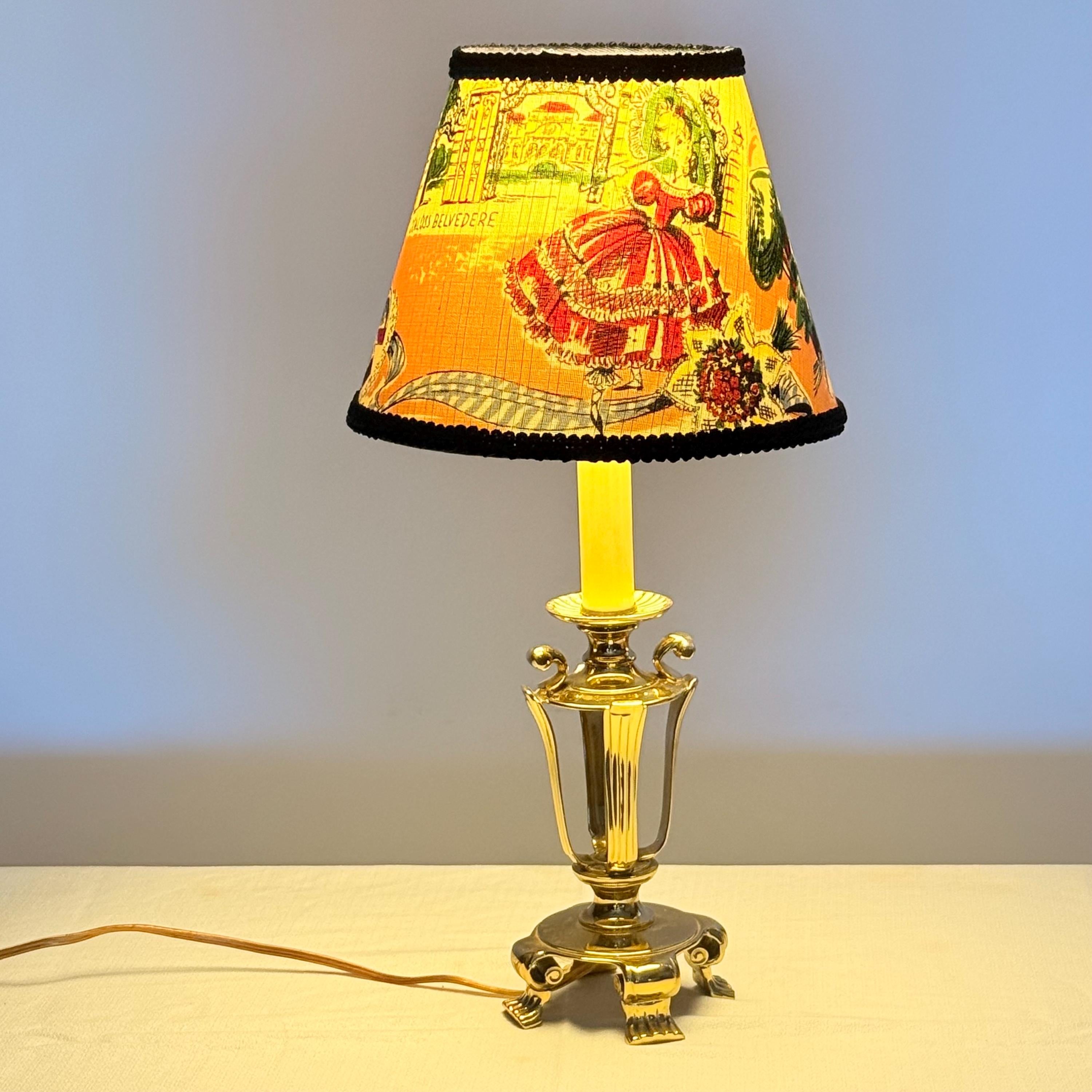 Small Empire Shade in Vintage German Textile, Black Trim