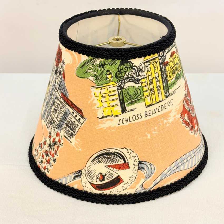 Small Empire Shade in Vintage German Textile, Black Trim