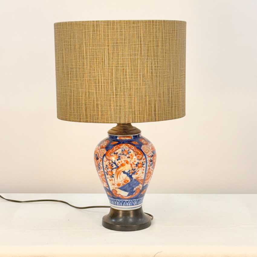 Blue and Orange Vintage Imari Ginger Jar Lamp, Patterned Decorative Home Decor Lamp, Chinoiserie Traditional Vintage Lamp