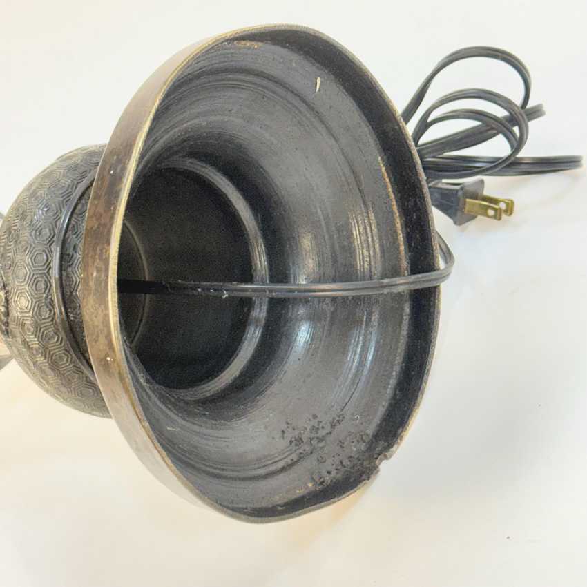 Antique Tall Champlevé Lamp