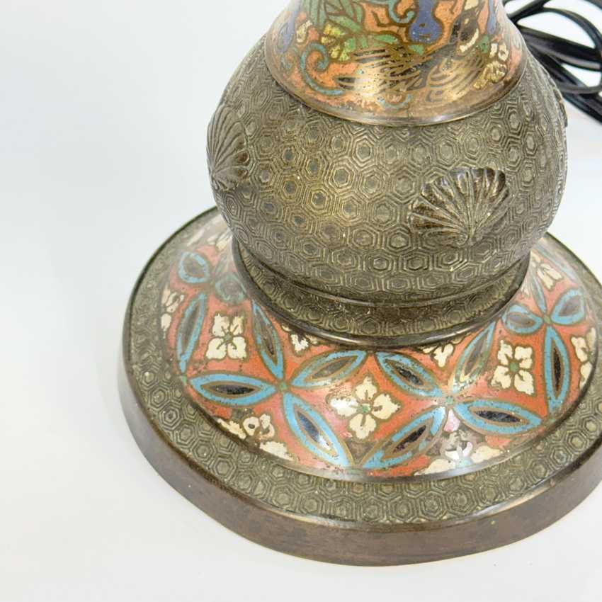 Antique Tall Champlevé Lamp