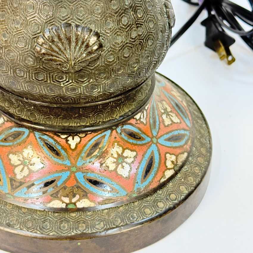 Antique Tall Champlevé Lamp
