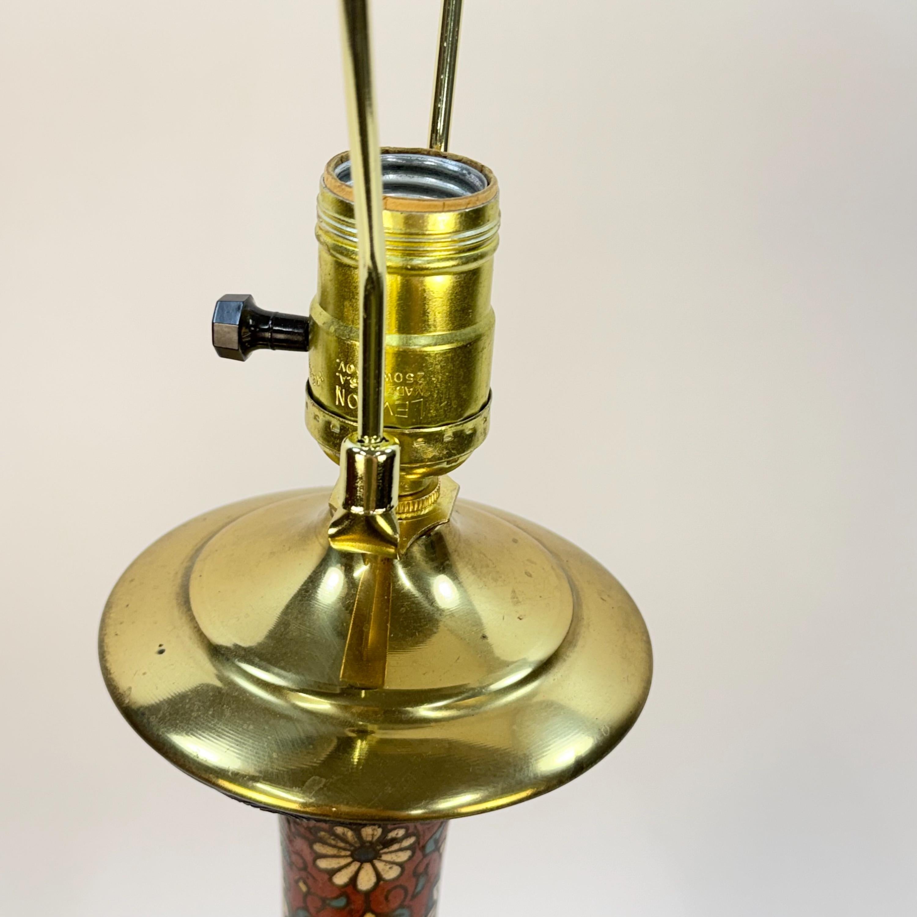 Antique Tall Champlevé Lamp
