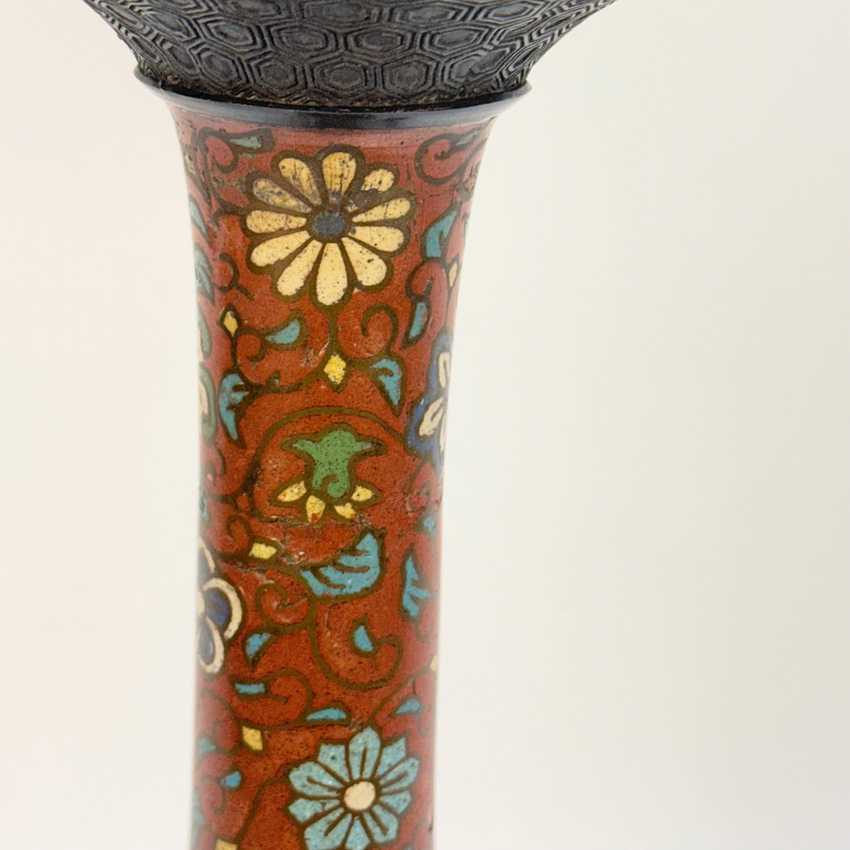 Antique Tall Champlevé Lamp