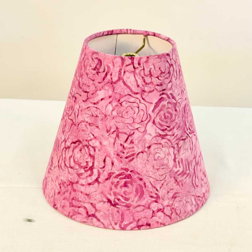 Violet Cone Lampshade in Batik Roses 8 inches
