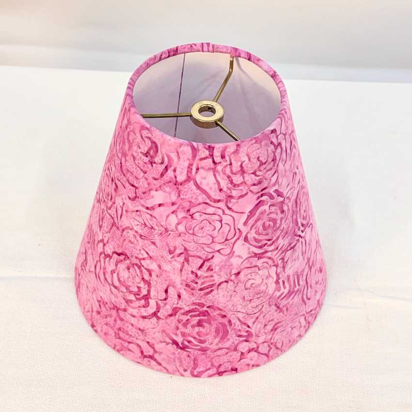 Violet Cone Lampshade in Batik Roses 8 inches